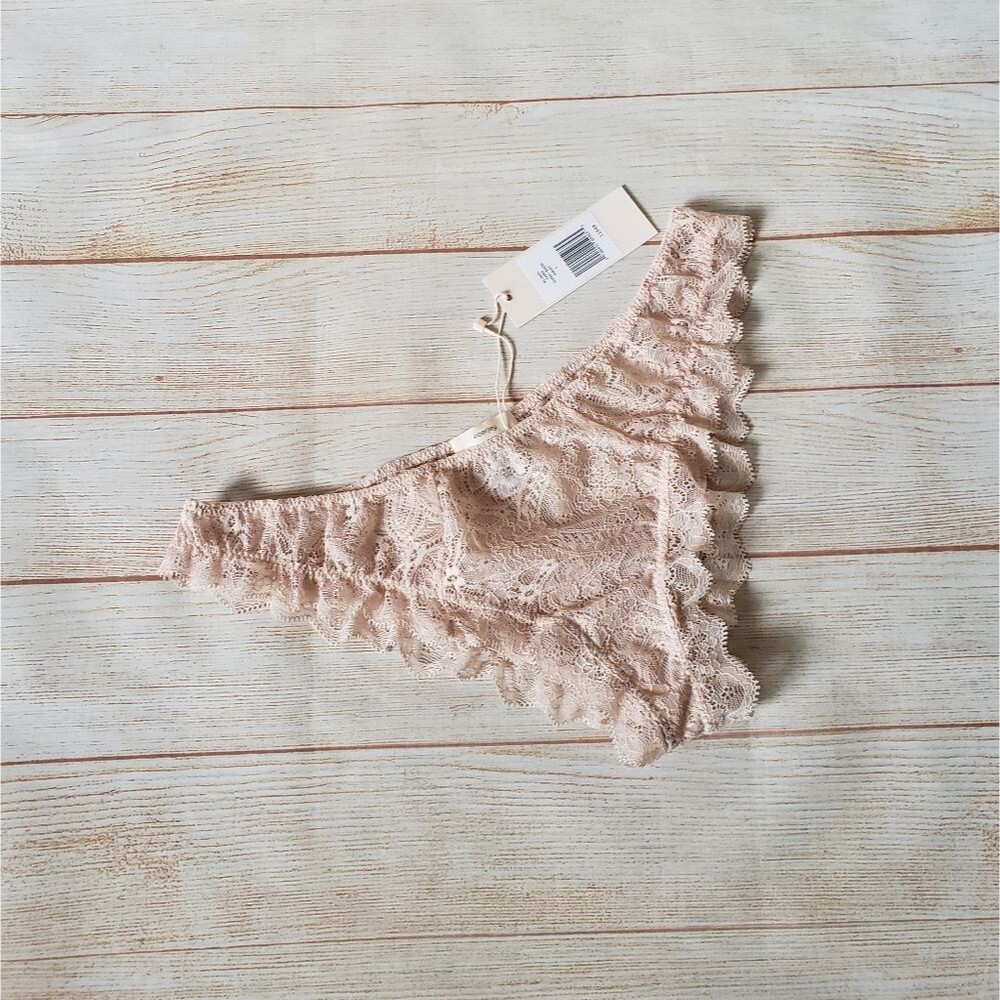 Eberjey Emme Lace Feminine Cheeky Bikini Panties Cream/Tan Women's Size Large